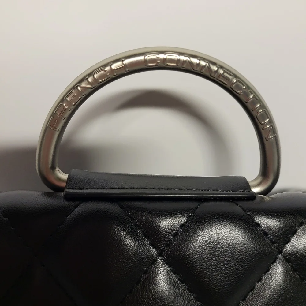 French Connection Quilted Small Crossbody Bag Purse Black NWT - Picture 4 of 8